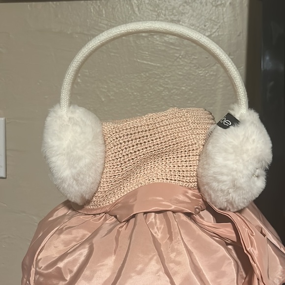 Bebe white furry with gold lettering on each muff! Really warm!!!!! - Picture 2 of 4